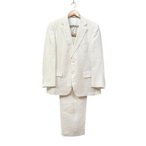 Canali White Linen Suit (Jacket 36R and Pants IT 52 = US 36 )